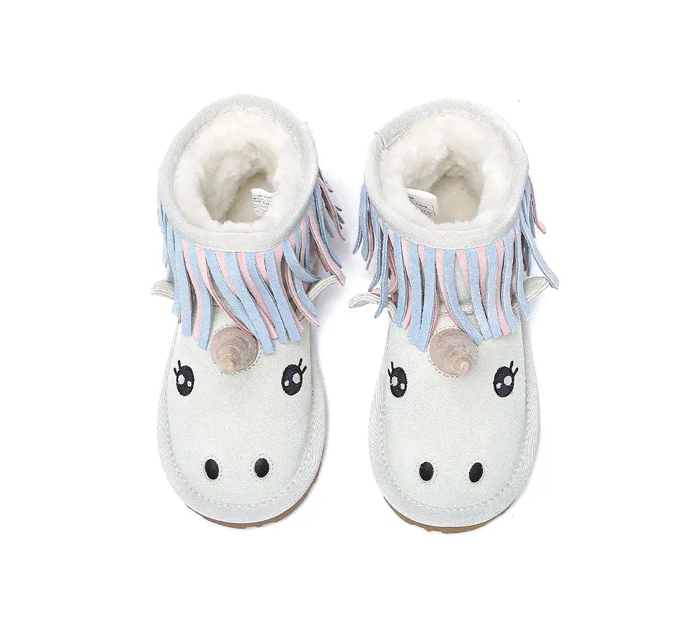 EVERAU Kid Sheepskin Boots Unicorn Kids Plus