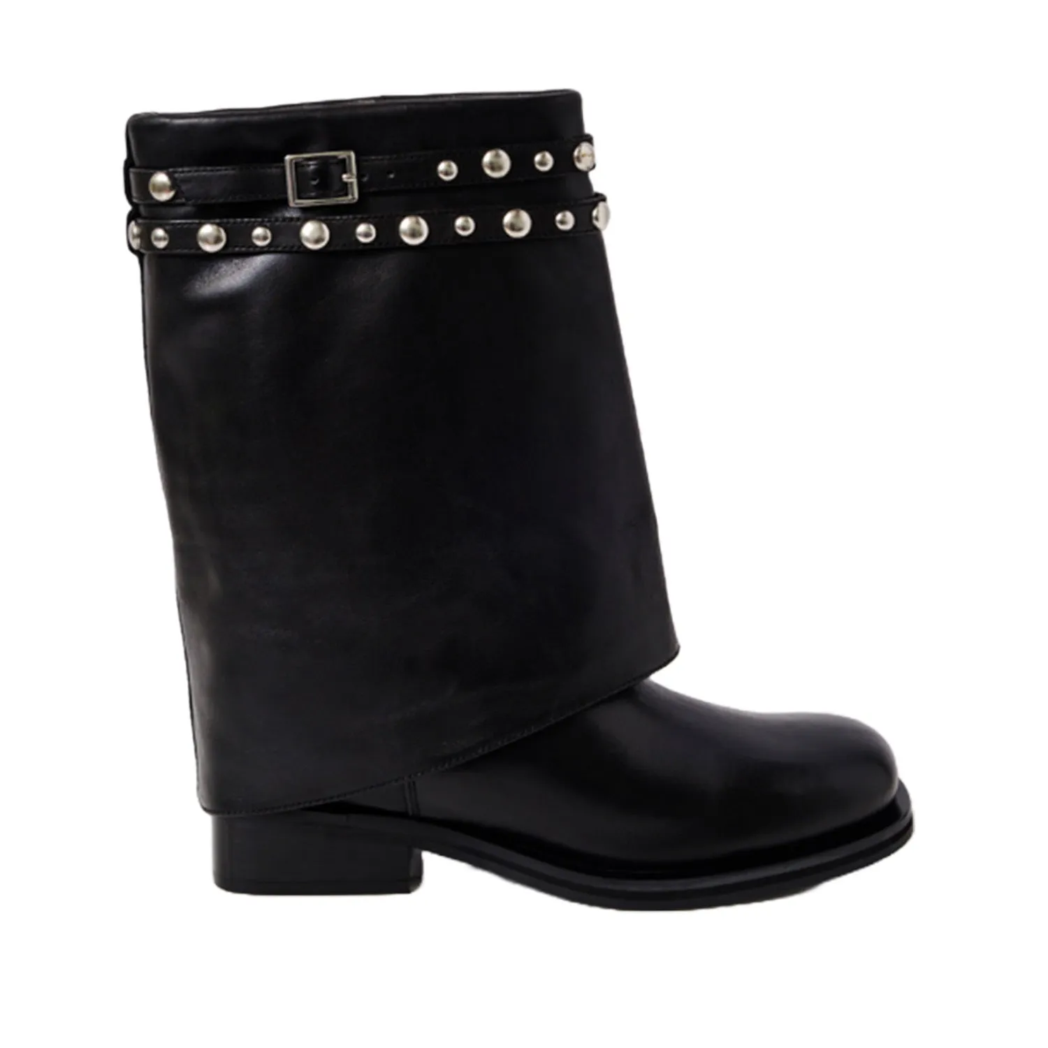 Free People Women's Scorpio Studded Foldover Boot in Black