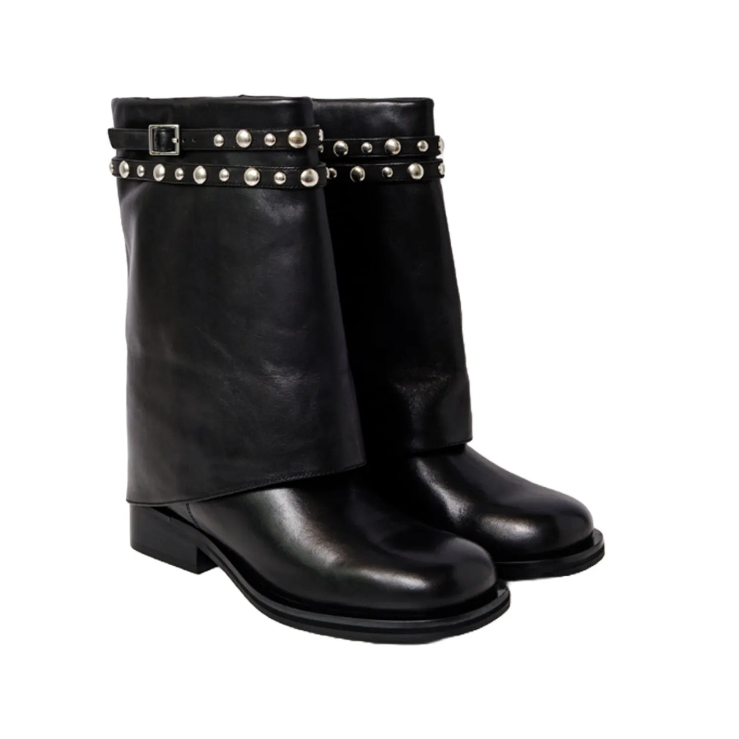 Free People Women's Scorpio Studded Foldover Boot in Black