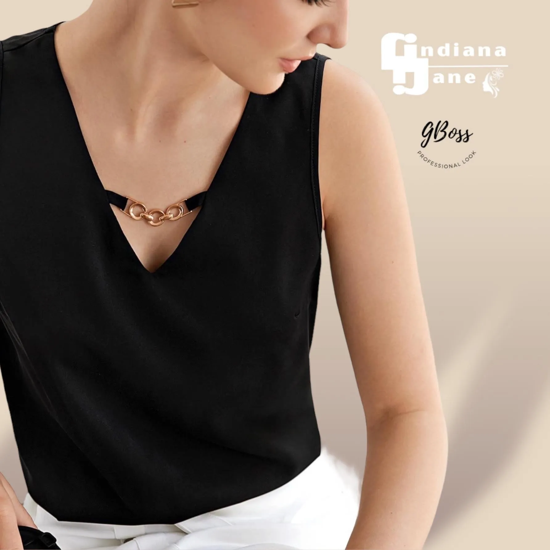 GBOSS Elegant Sleeveless Top w Chain