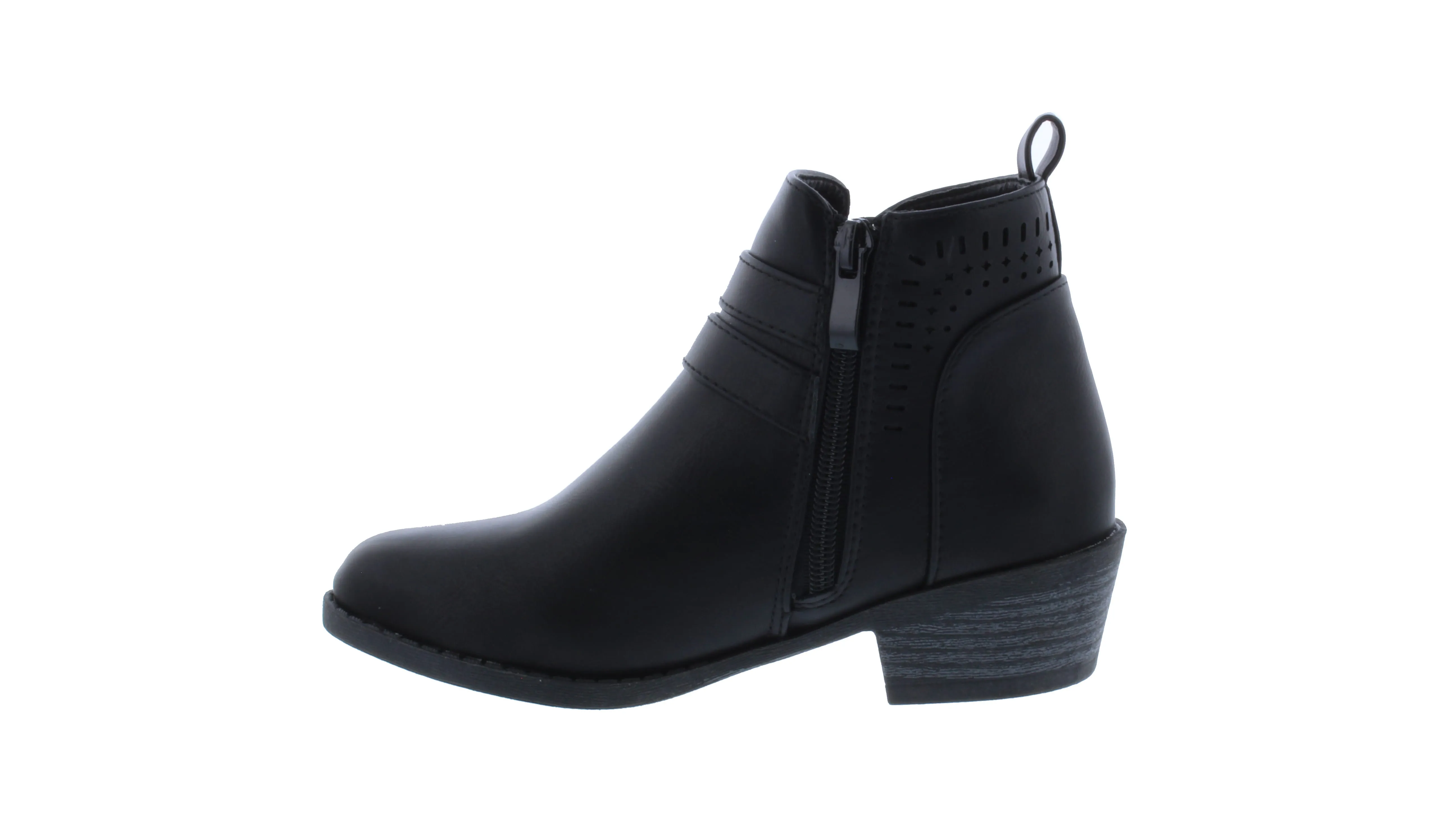 Girls Faux Leather Boot with Zipper Closure