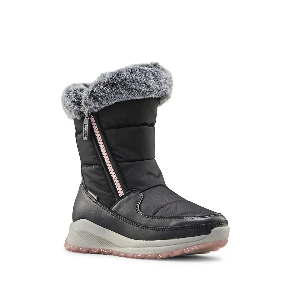 Hudson's Bay Girl's Starla Faux Fur Collar Waterproof Winter Boots