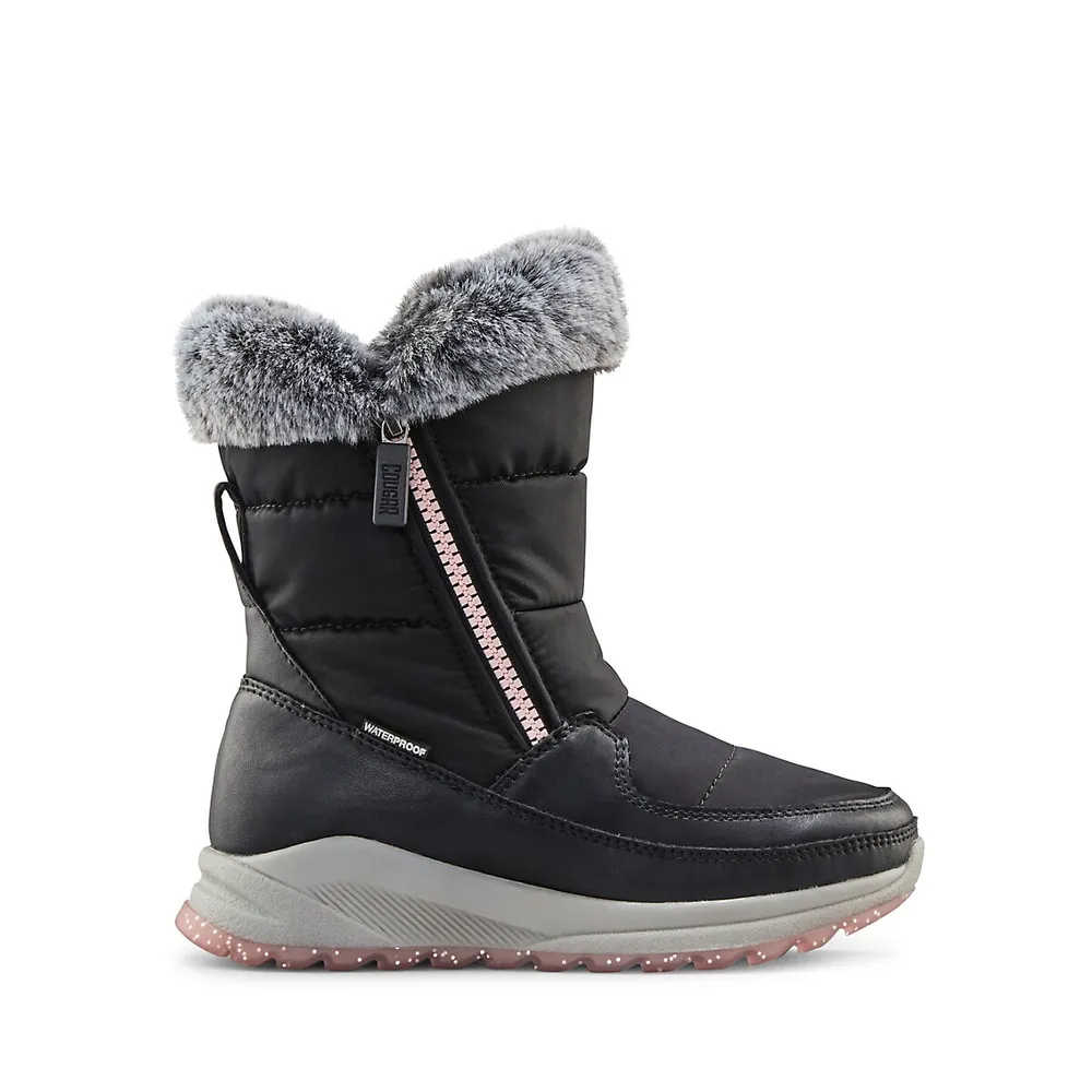 Hudson's Bay Girl's Starla Faux Fur Collar Waterproof Winter Boots