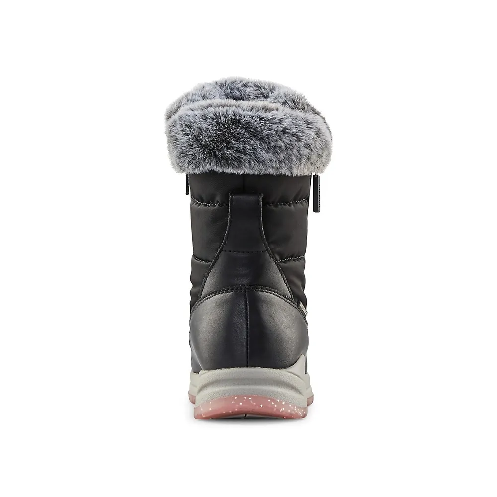 Hudson's Bay Girl's Starla Faux Fur Collar Waterproof Winter Boots