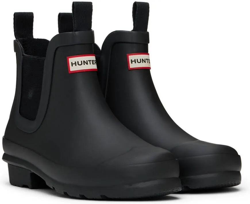 Hunter Kids Black Original Big Kids Chelsea Boots