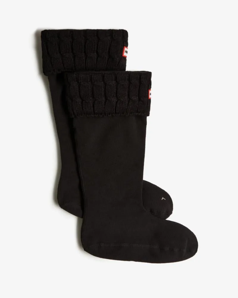 Hunter  Unisex' Recycled Mini Cable Tall Boot Sock Black Reg