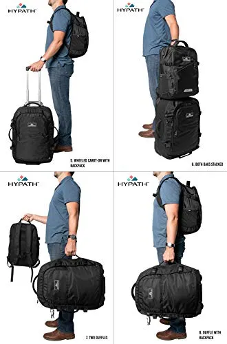 Hypath 2-In-1 Convertible Travel Bag - Use As A Backpack With Wheels, Wheeled Carry On, Duffle,