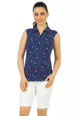 IBKUL Celebration Print Sleeveless Polo