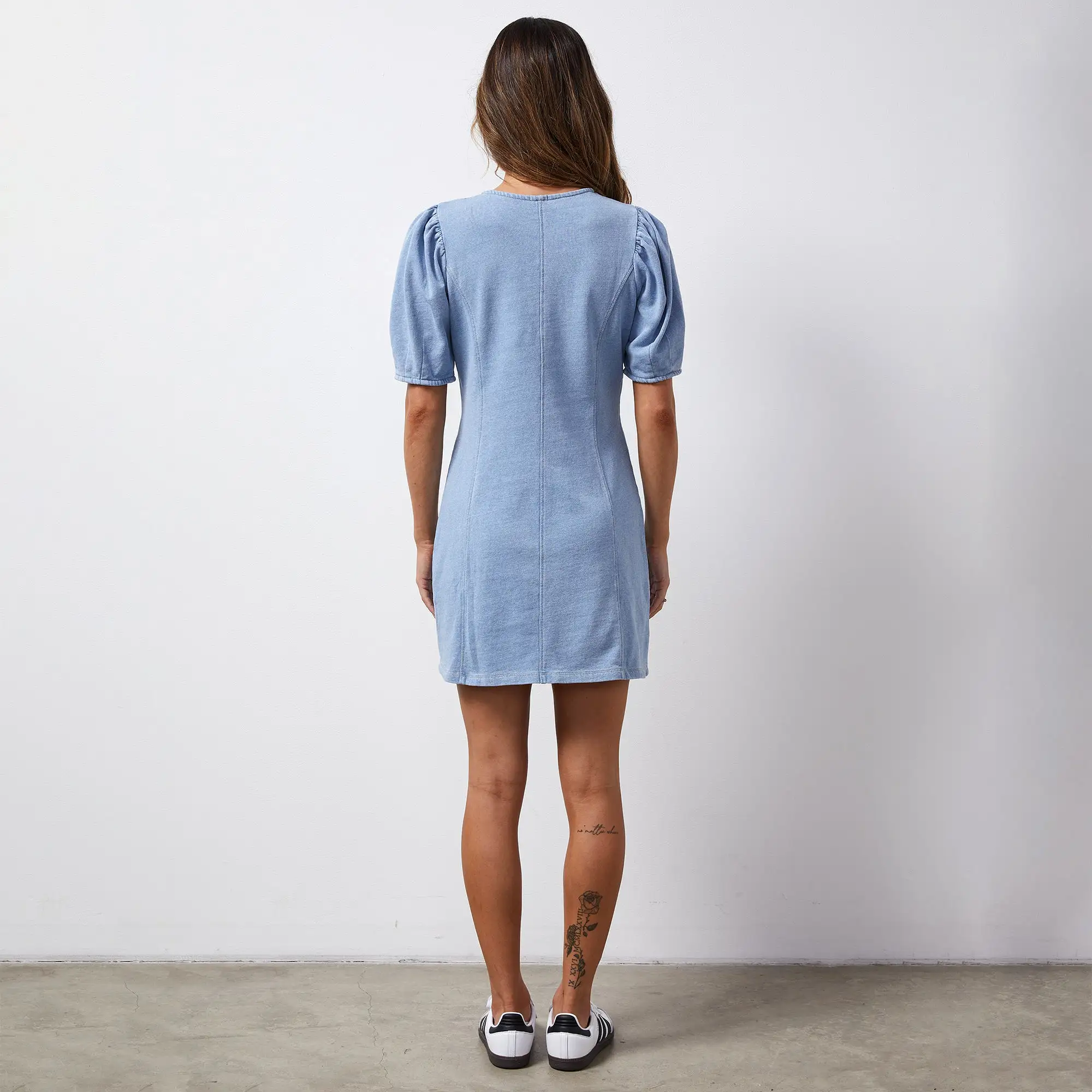 Indigo French Terry Seamed Dress