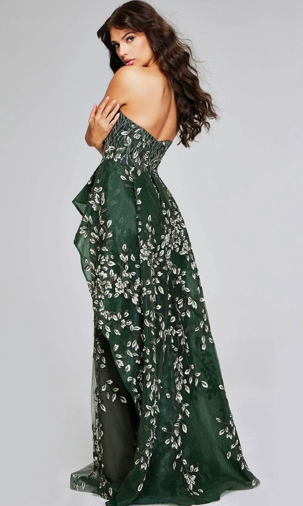 Jovani 37599 - Straight Across Foliage Evening Gown