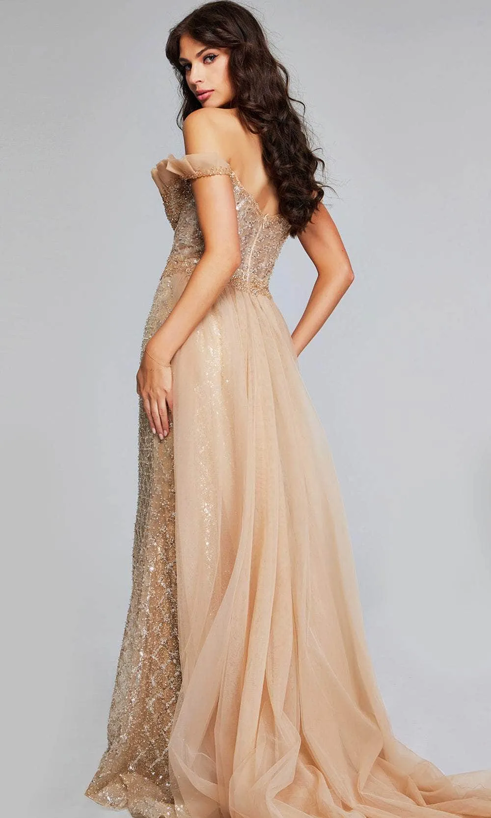 Jovani 39389 - Ruffled Neckline Evening Gown