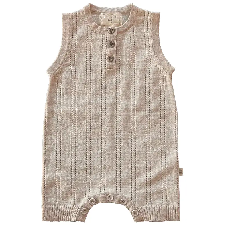 Jujo Pointelle Line Onesie - Sand