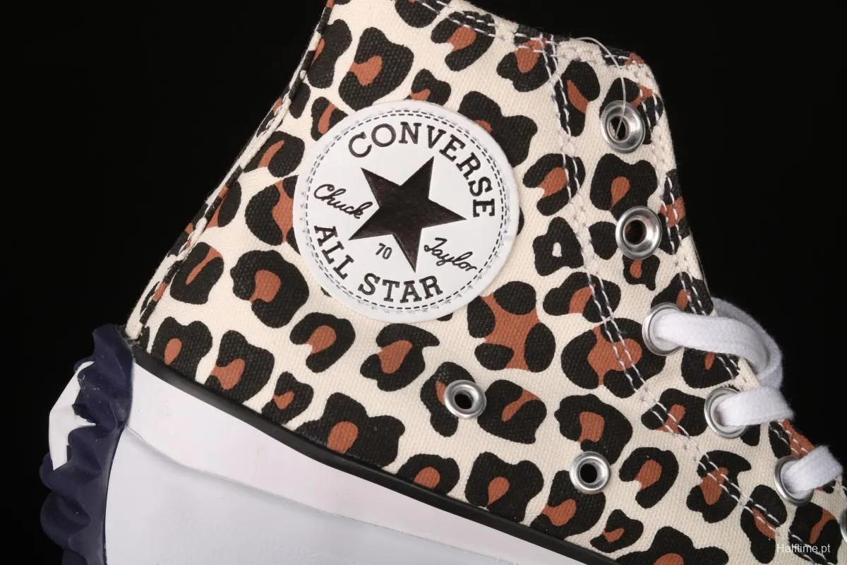 JW Anderson x Converse Run Star Hike white leopard pattern heightened casual board shoes 166862C