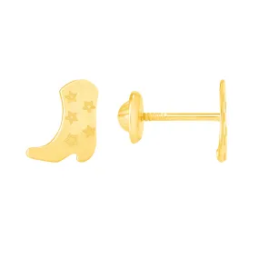 Kid Cowboy Boot Stud Earrings 14K