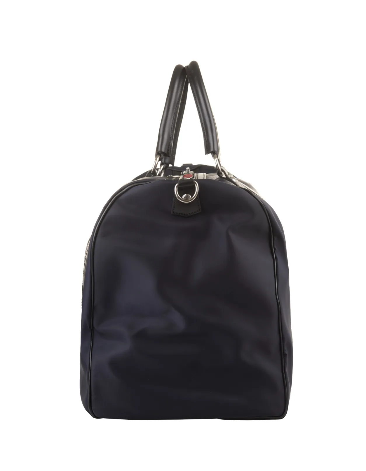 KITON Navy Blue Nylon and Leather Duffle Bag With Logo