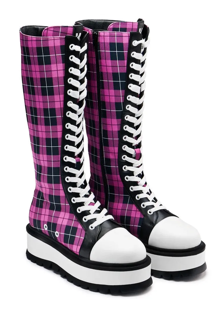 Koi Footwear - Irrelevant Long Platform Pink Check - Girl Shoes