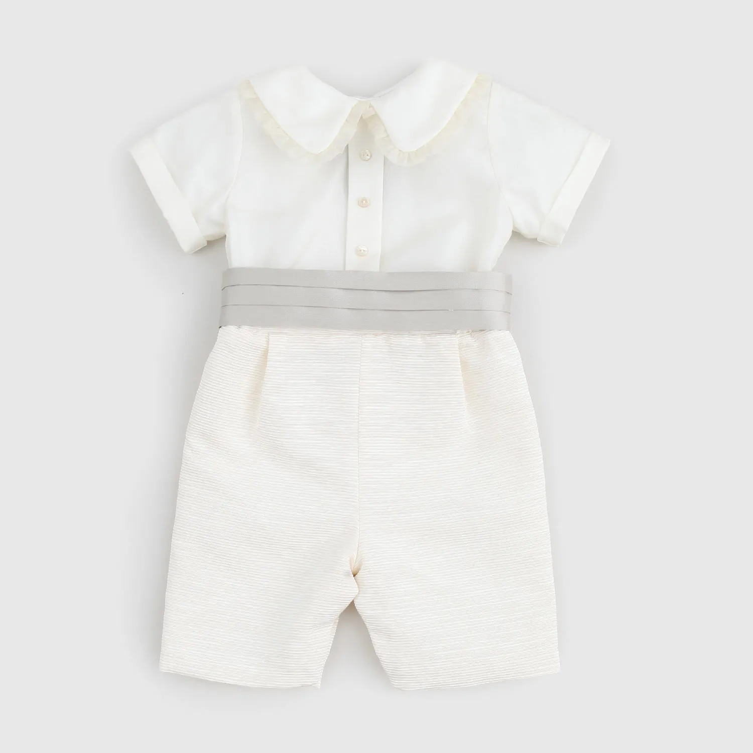 La Stupenderia Beige Silk Romper For Newborns