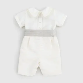 La Stupenderia Beige Silk Romper For Newborns