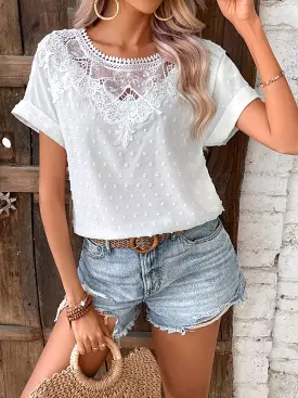 Lace Neck Women Top