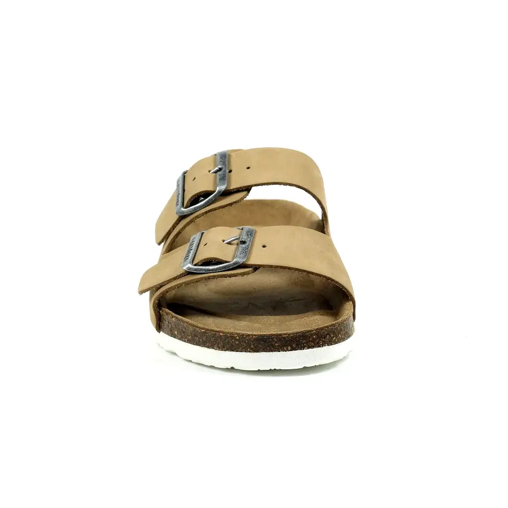 Ladies Lazy Dogz Slip On Mules Beige Adjustable Straps Footbed Roco