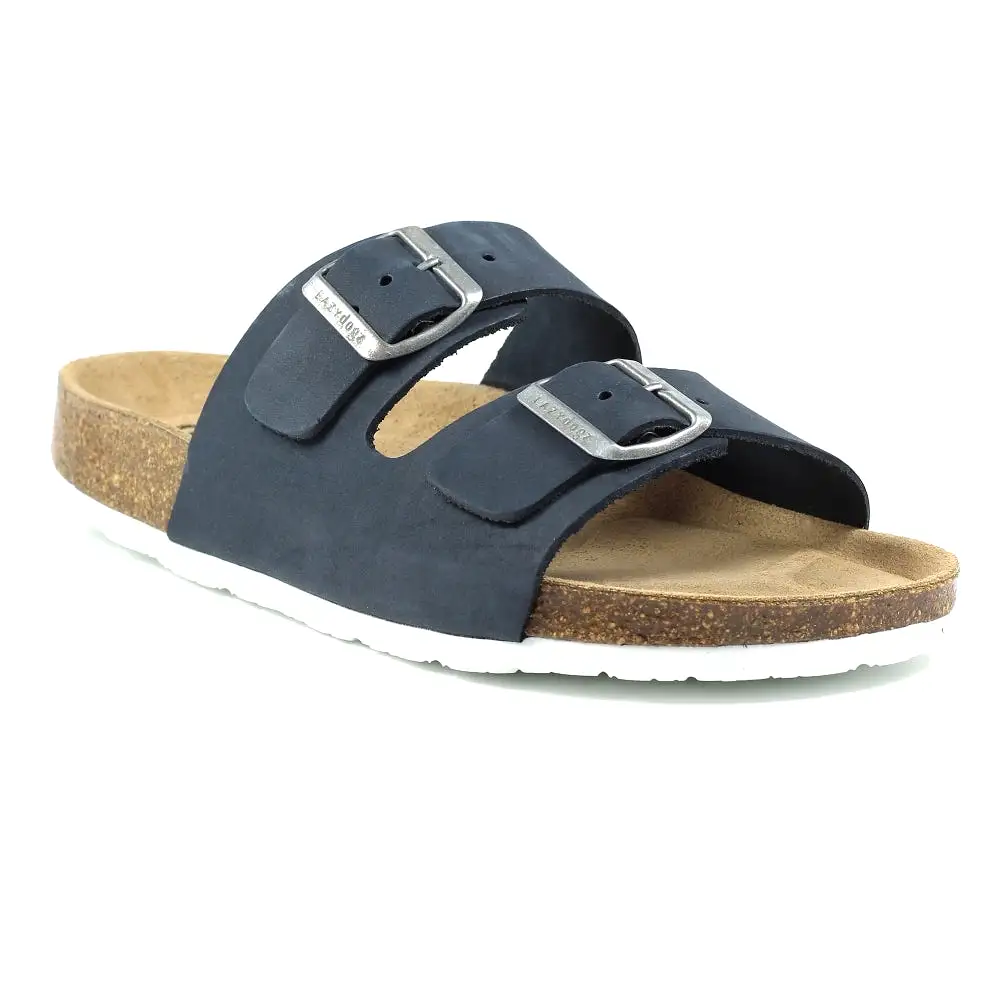 Ladies Lazy Dogz Slip On Mules Navy  Adjustable Straps Footbed Roco