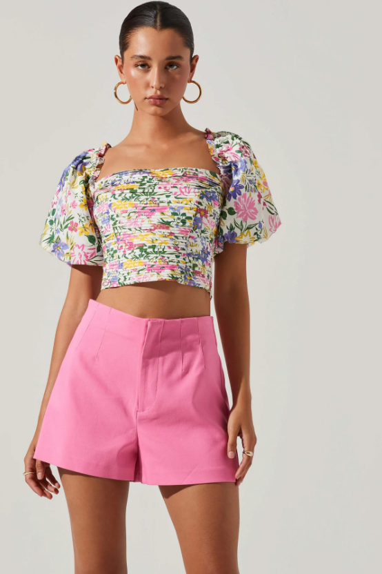 Lin Floral Puff Sleeve Top