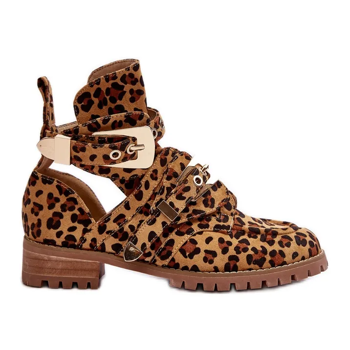 Lu Boo Suede Boots With Cutouts Leopard Rock Girl brown