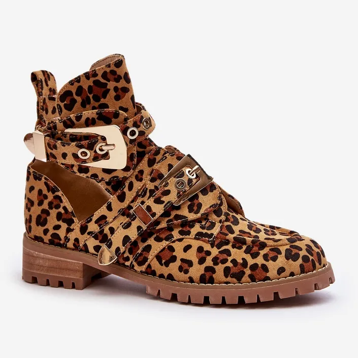 Lu Boo Suede Boots With Cutouts Leopard Rock Girl brown