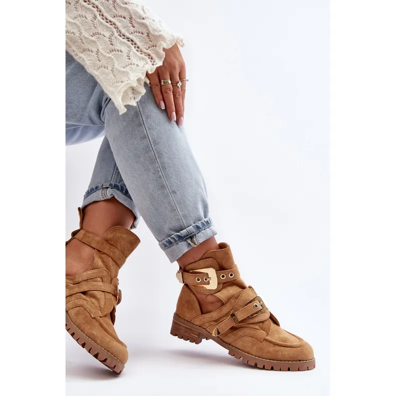 Lu Boo Suede Cut Out Boots Camel Rock Girl brown