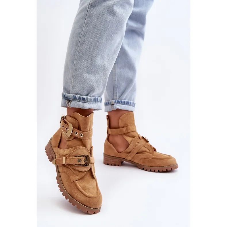 Lu Boo Suede Cut Out Boots Camel Rock Girl brown