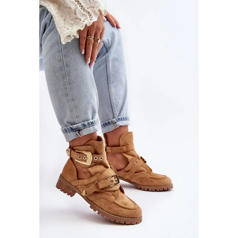 Lu Boo Suede Cut Out Boots Camel Rock Girl brown