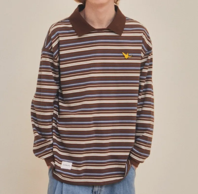 Mark Gonzales  |[MARK GONZALES]ANGEL WAPPEN MULTI STRIPE COLLAR L/S T-SHIRT