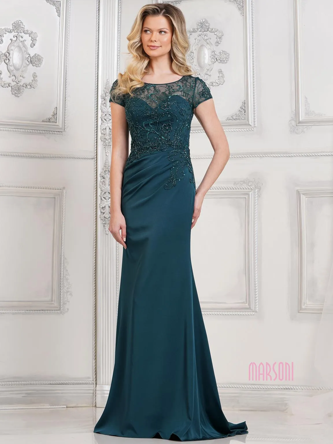 Marsoni MV1317 Long Formal Beaded Evening Gown