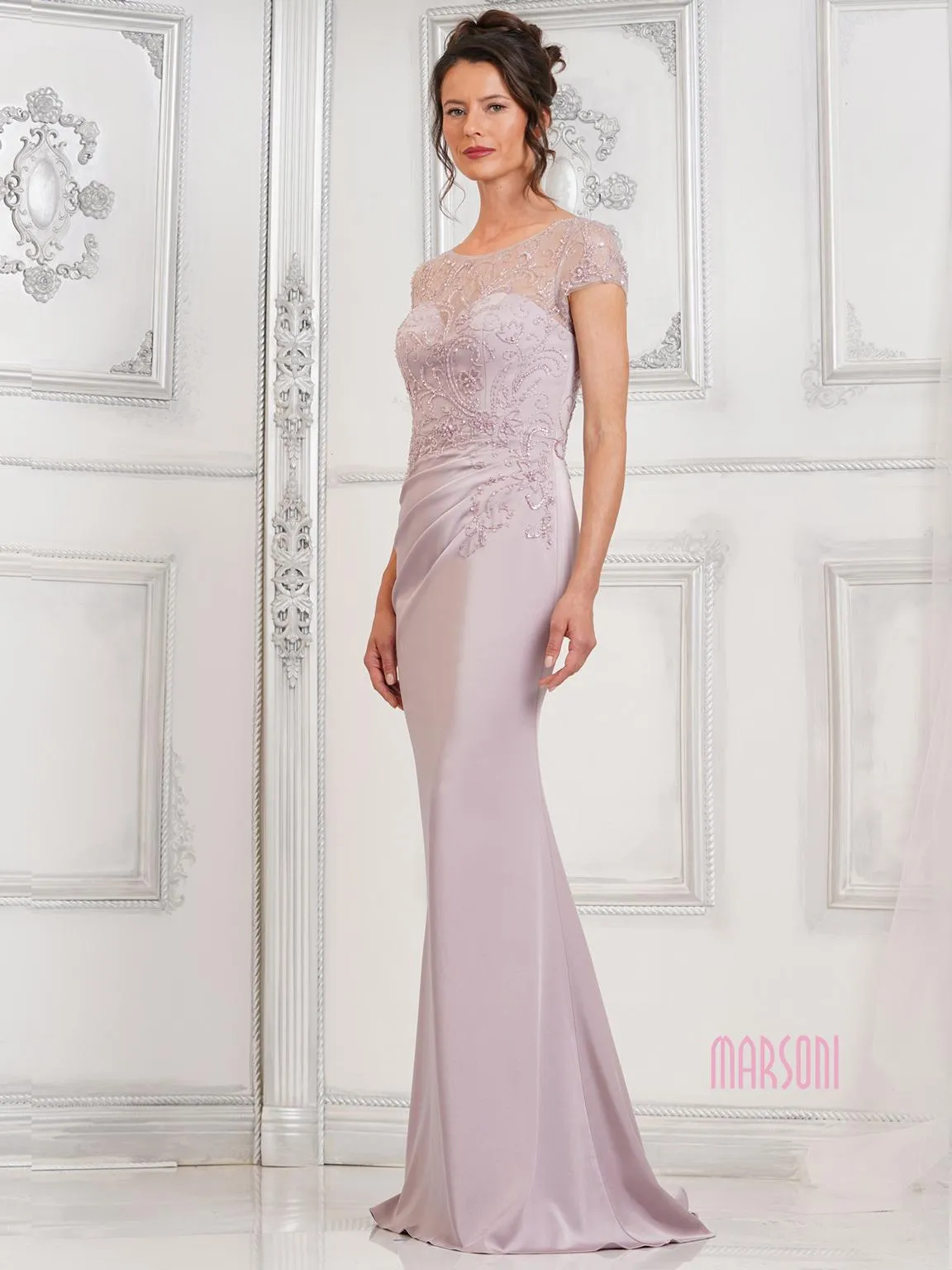 Marsoni MV1317 Long Formal Beaded Evening Gown