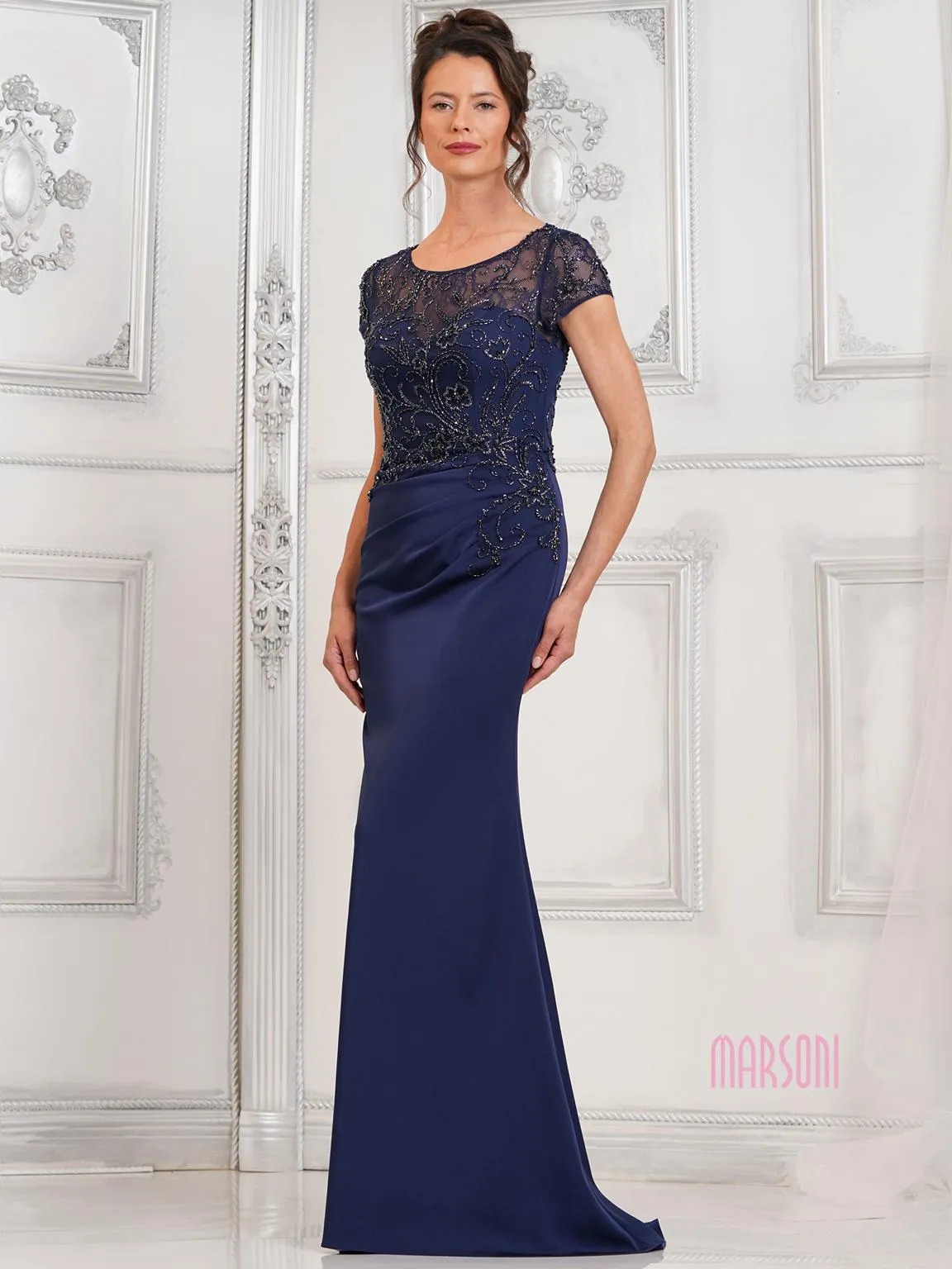 Marsoni MV1317 Long Formal Beaded Evening Gown