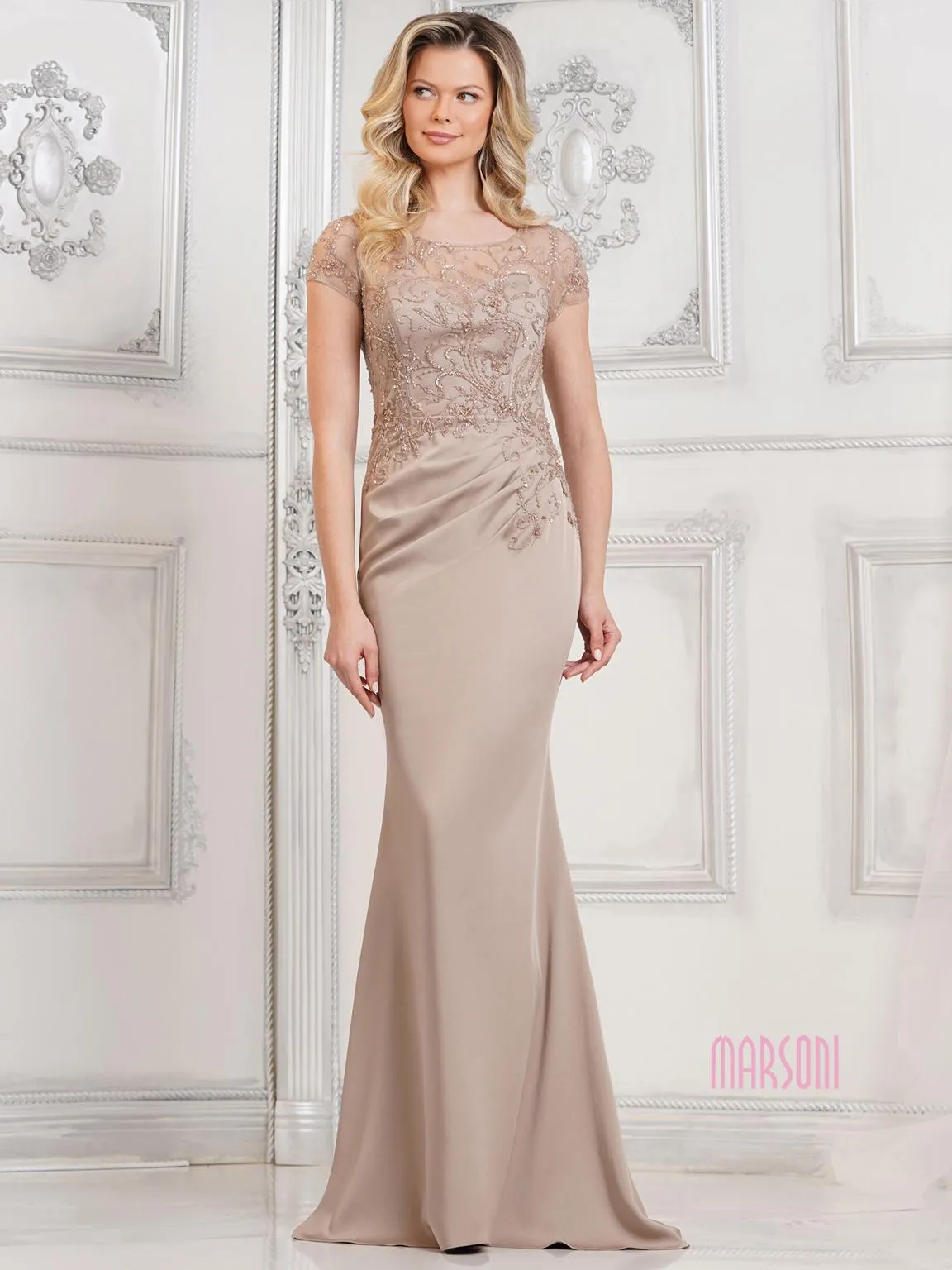 Marsoni MV1317 Long Formal Beaded Evening Gown