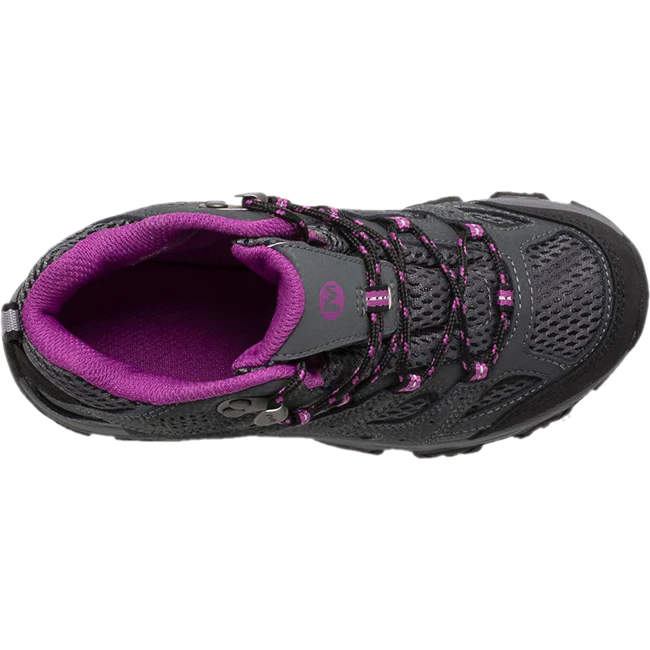 Merrell Kids Girls Moab 3 Waterproof Mid Hiking Boots- Granite/Berry