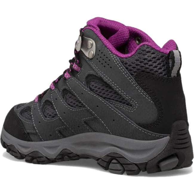 Merrell Kids Girls Moab 3 Waterproof Mid Hiking Boots- Granite/Berry