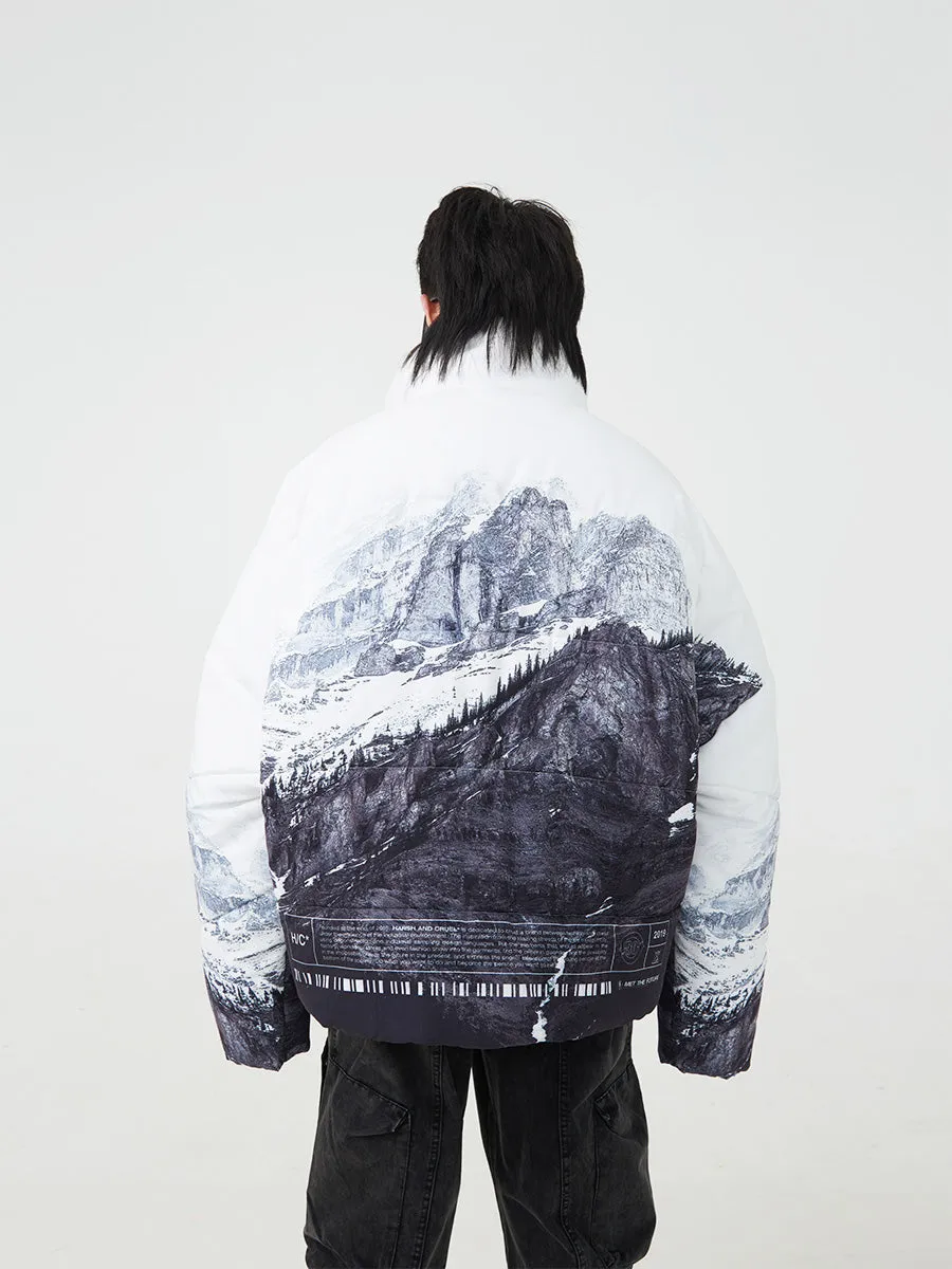 Mountain Printed Down Jacket