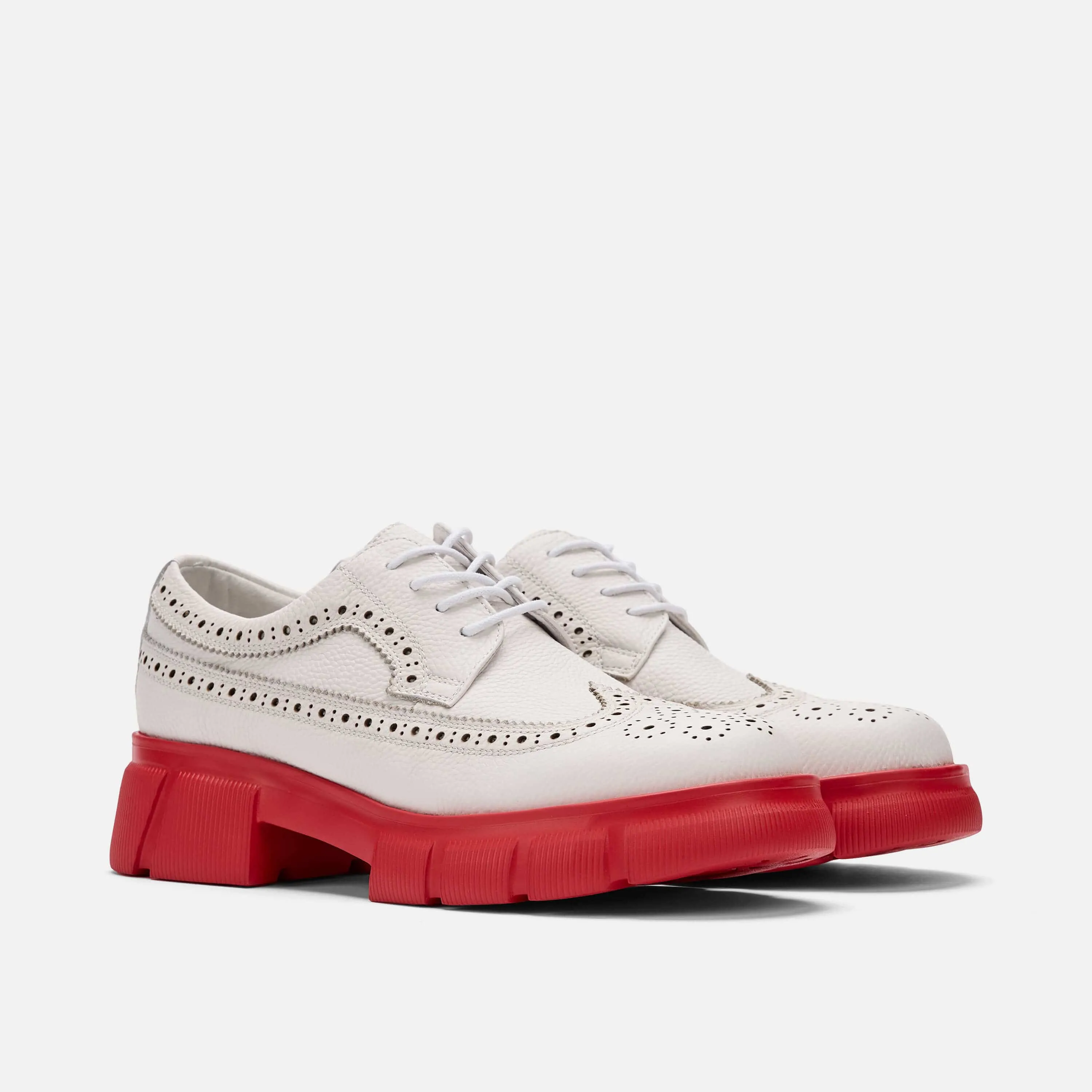 Ms. Alexander White/Red Leather Lug Wingtip Derby