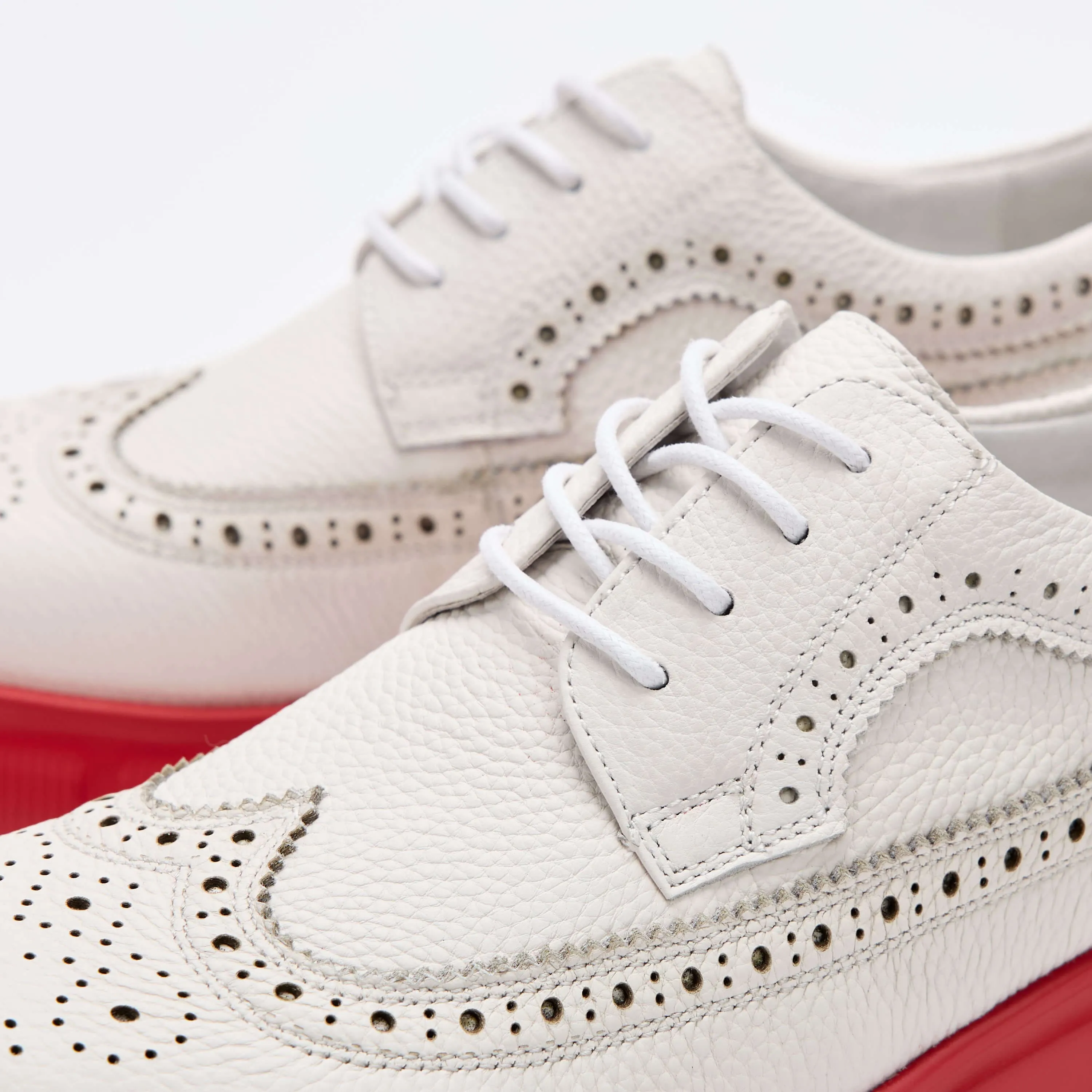 Ms. Alexander White/Red Leather Lug Wingtip Derby