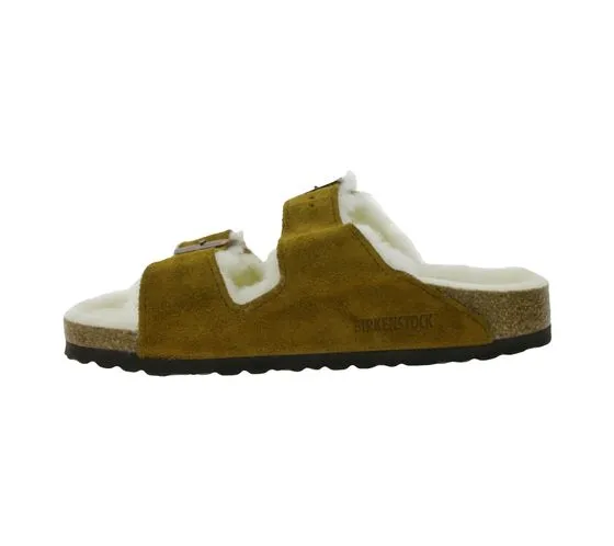 Mules de mujer BIRKENSTOCK Arizona con forro de pelo Made in Germany ancho estrecho 1001135 marrón