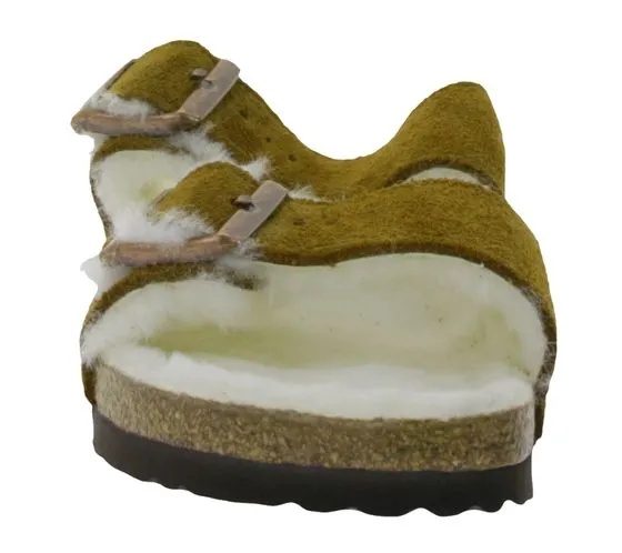 Mules de mujer BIRKENSTOCK Arizona con forro de pelo Made in Germany ancho estrecho 1001135 marrón