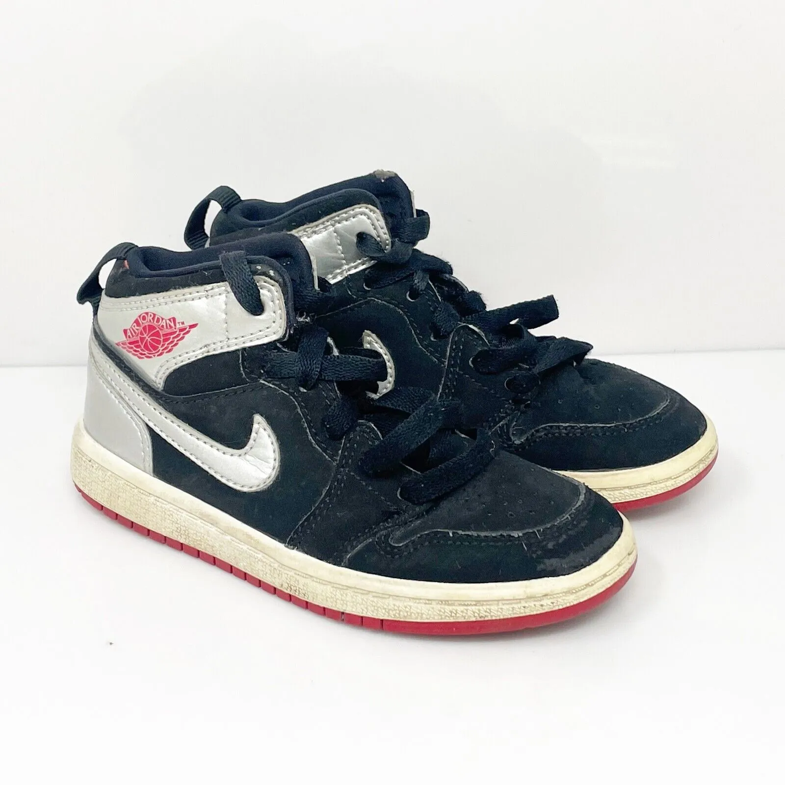 Nike Boys Air Jordan 1 Mid 640734-057 Black Basketball Shoes Sneakers Size 11C