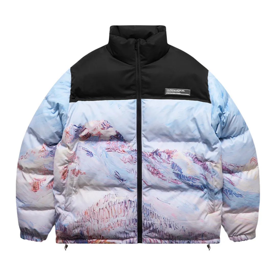 Oil Painting Mountain Landscape Down Jacket