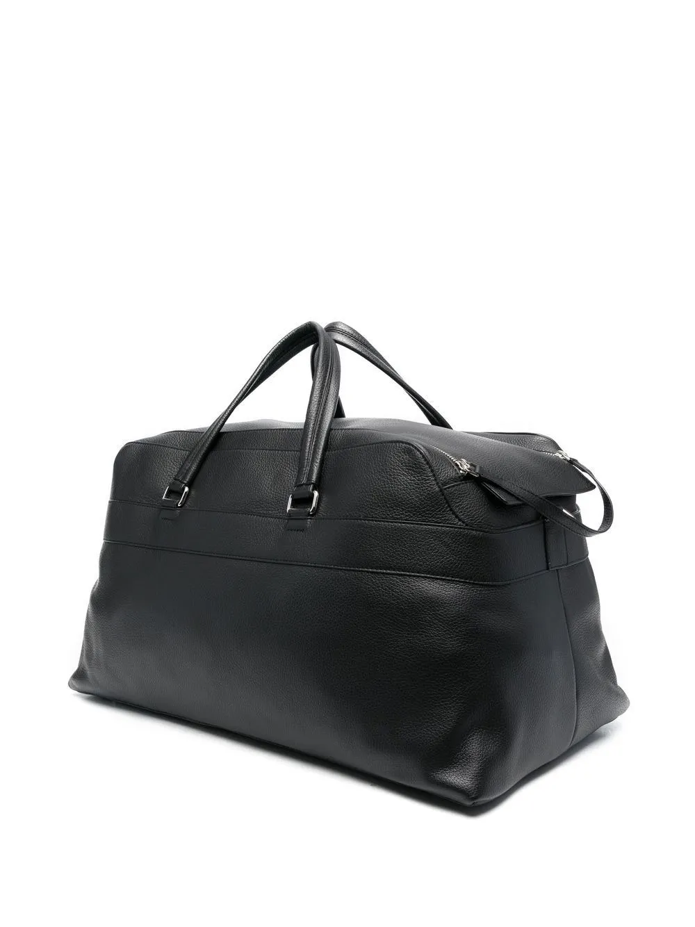 ORCIANI Black Leather Micron Duffle Bag With Shoulder Strap