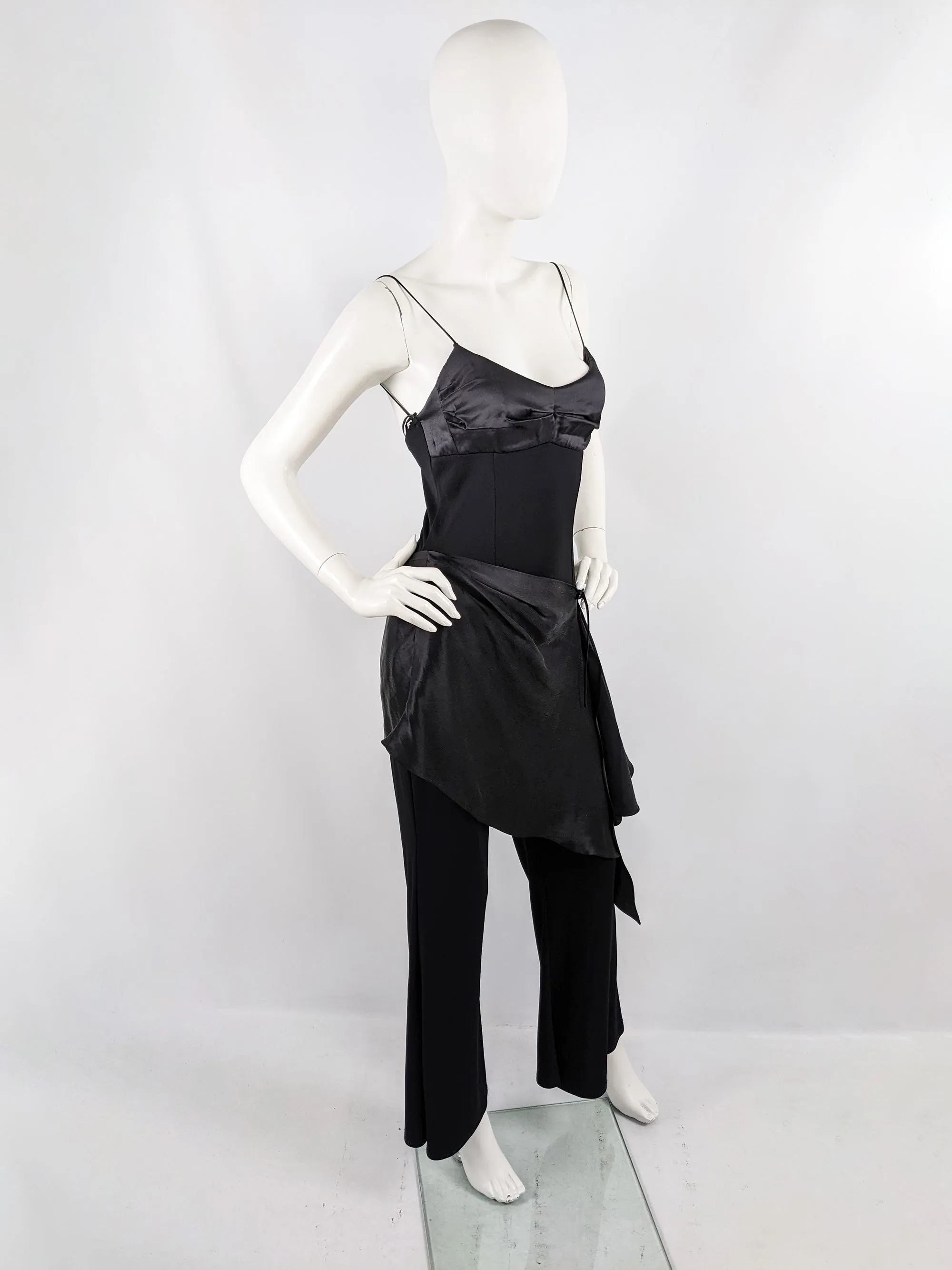 Orna Farho Paris Vintage Sleeveless Silk Flared Leg Jumpsuit, 1990s