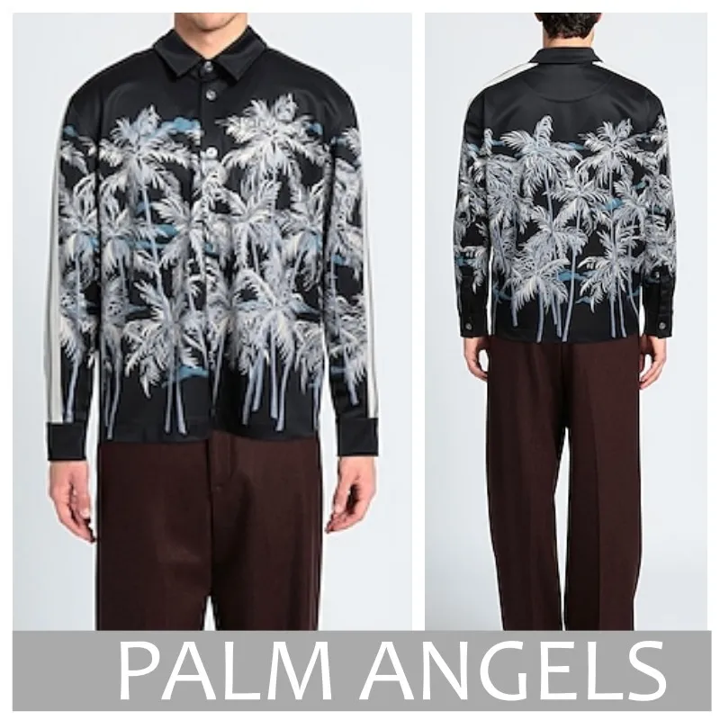 Palm Angels  |Flower Patterns Unisex Street Style Long Sleeves Logo Shirts