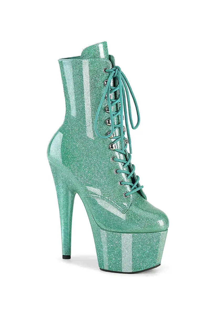 Pleaser USA Adore-1020GP 7inch Pleaser Boots - Aqua Glitter