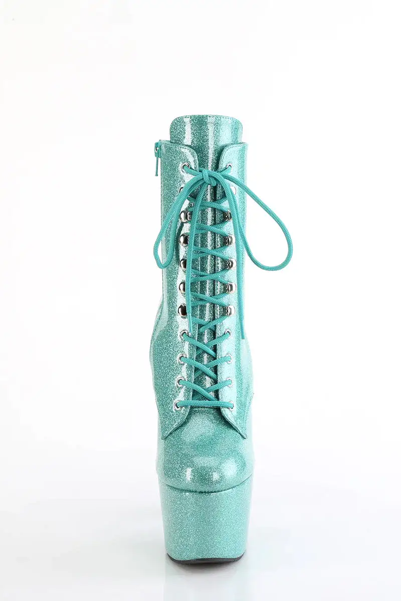 Pleaser USA Adore-1020GP 7inch Pleaser Boots - Aqua Glitter